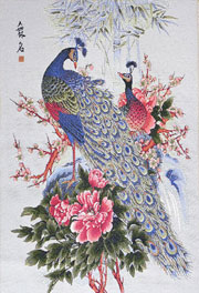 Гобелен без рамы Павлины - 63х39 см