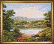 Гобелен картина Изумрудный пейзаж - 55х65 см (багет 2)