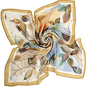 Платок Листики №6 (кофе) 87х87 см (100% хлопок)