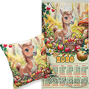 Набор: Гобеленовый календарь Лошадка дары 2026 38х71 +/-2 см + Наволочка декоративная Лошадка дары 38х38 см(+/_2 см)