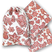 Набор подарочный Пряники (белые) : Мешочек гобеленовый для подарков 36х25 см с люрексом + Салфетка декоративная 38х39 см люрексом 2 шт