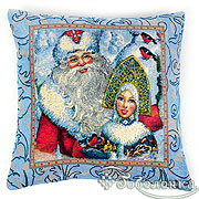 Подушка декоративная гобеленовая Дед Мороз 37х37 см
