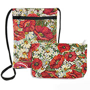 Набор подарочный Маки и Ромашки, гобелен: сумочка для телефона на молнии 15х20 см + Косметичка на молнии  14х20 см