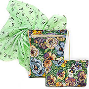 Набор подарочный К Пасхе, гобелен: сумочка для телефона на молнии 15х20 см + Косметичка на молнии  14х20 см+Платок шейный Вербена (мятный) №24 (хлопок 100%) 59х60см +/- 2 см