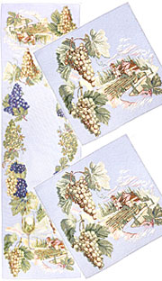 Подарочный набор Хороший год (голубой фон), гобелен: Дорожка Виноградники Прованса 142х38 см+Салфетка Прованс 38х38 см, гобелен (2 шт)