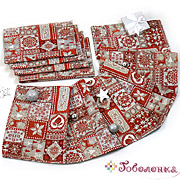 Комплект салфеток Новогодний орнамент:салфетки 32х45 см (4 шт) +Дорожка на стол 35х140 см Комплект салфеток Новогодний орнамент:салфетки 32х45 см (4 шт) +Дорожка на стол 35х140 см
