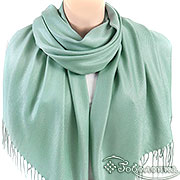 Палантин однотонный мятный 70х180 см  (кашемир 70%, шелк 30%)