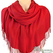 Палантин однотонный красный 70х180 см (кашемир 70%, шелк 30%)