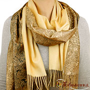 Палантин двусторонний Зимняя сказка -  70х180 см  Золотой (Шерсть 45%, Вискоза 25%, Акрил 30%)
