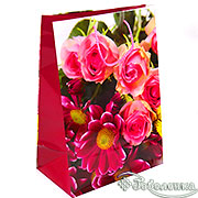 Подарочный пакет Розы и хризантемы 26х38х15 см