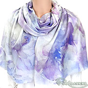 Палантин Мелодия цветов №3 (пастельно-фиалковый) 180х87 см (вискоза 35%, модал 55%, шерсть 10%)