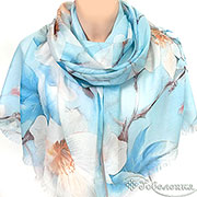 Палантин Нежная Магнолия №4 (светло-голубой) 180х78 см (хлопок 100%)