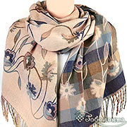 Жаккардовый палантин Винтаж №3 Пудровый 66х180 см (кашемир)