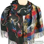 Жаккардовый палантин Винтаж №3 Уголь 66х180 см (кашемир)