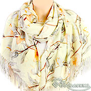 Палантин теплый Зимняя Орхидея  (лимонный щербет 70х180) см (100% кашемир)