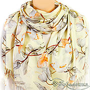 Палантин теплый Зимняя Орхидея  (лимонный щербет 70х180) см (100% кашемир)