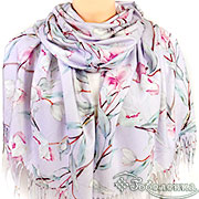 Палантин теплый Зимняя Орхидея  (лиловый 70х180) см (100% кашемир)