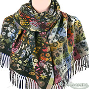 Жаккардовый палантин Аморе Темный Изумруд 66х185 см (Шерсть, вискоза)