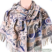 Жаккардовый палантин Шарм (пудровый) 66х185 см (Шерсть, вискоза)