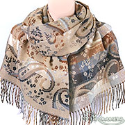Жаккардовый палантин Шарм (мокко) 66х185 см (Шерсть, вискоза)