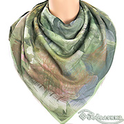 Платок Цветочная опера. Античная зелень 117х117 см (62%вискоза, 38% модал)