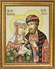 Гобелен икона Петра и Февроньи   30х38см (багет 2)