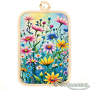 Прихватка Цветные ромашки 14х22 см (печать 70%ПЭ, 30%Хлопок)