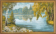 Гобелен картина Ромашки на берегу- 55х39 см (багет 2)