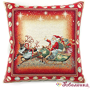Чехол декоративный Сани Деда Мороза 45х45 см+/-2 см, гобелен, люрекс
