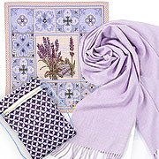 Набор подарочный: Шарф Тедди №53 (фиалковый), 30х140 см, 100% иск кашемир +Салфетка Лаванда М 38х38 см(+/_2 см), гобелен +Сумочка для телефона  Матильда(гобеленка) 15х20 см