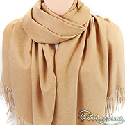 Палантин однотонный бежевый 65х180 см (100% кашемир)