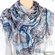 Палантин Восточная Сказка №9 (фиалково-синий) 180х70 см (модал 45%, вискоза 35%, акрил 20%)