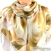 Палантин Весна №11 (оливковый) 180х70 см ( бамбуковое волокно 80%, шелк 20%)