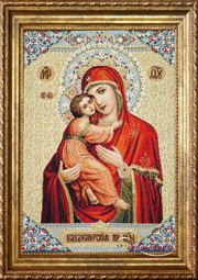 Гобелен икона<br> Владимирской Пресвятой Богородицы 27х38см (багет 2)