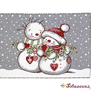 Салфетка декоративная Санта и Снеговик 32х45 см(+/_2 см)